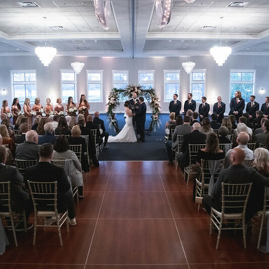 A wedding ceremony in Liberty Hall